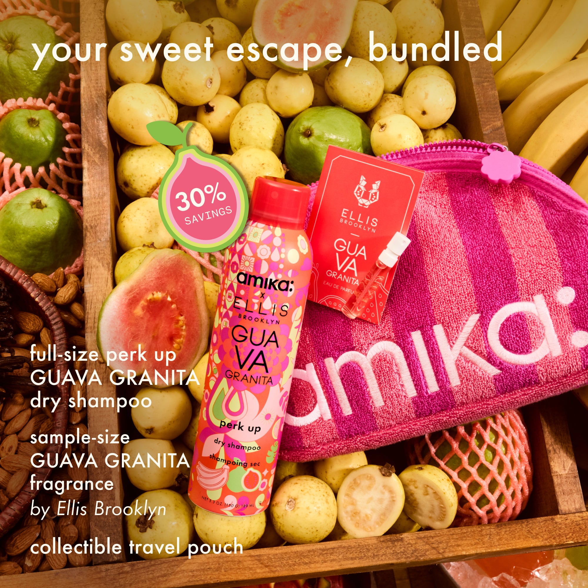 amika x Ellis Brooklyn limited-edition perk up GUAVA GRANITA dry shampoo bundle set - Image 2